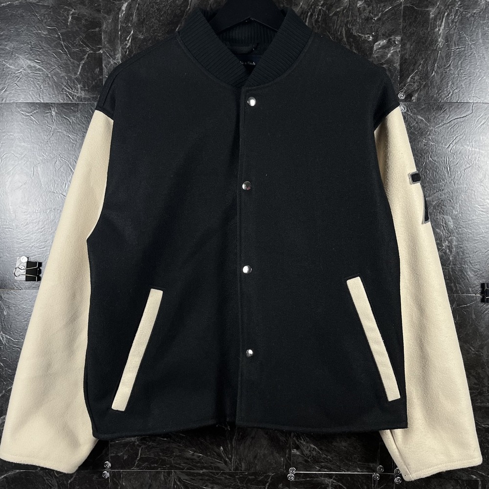 Abercrombie&Fitch Men's Black Varsity New York Jacket Medium